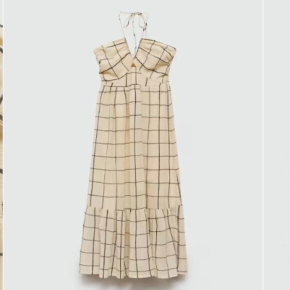 Mango Beige Checkered Midi Dress - Picture 4 of 6